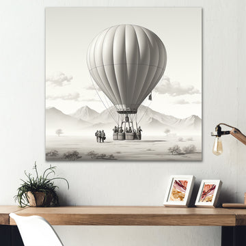 Monochromatic Hot Air Balloon Take Off - Hot Air Balloon Canvas Wall Art